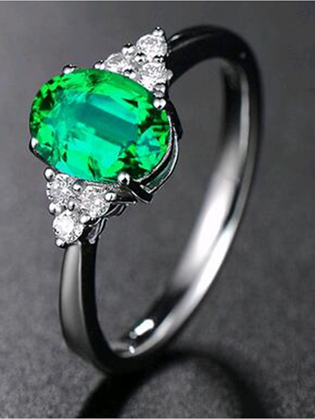  1個 指輪 調節可能なリング For 女性用 キュービックジルコニア グリーン ストリート デート 合金