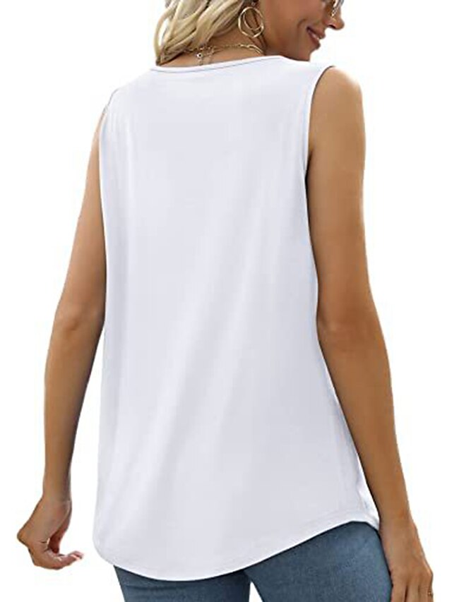 Women's Lace Shirt Tank Top Plain White Lace Sleeveless Casual Basic ...
