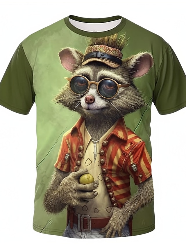  Herre Grafisk T-shirt T-Shirts Kortærmet T-shirt 3D-udskrivning Rund hals Skjorte Mode Designer Muppet udendørs Afslappet Daglig Sort Hvid Gul Forår sommer Tøj S M L XL 2XL 3XL