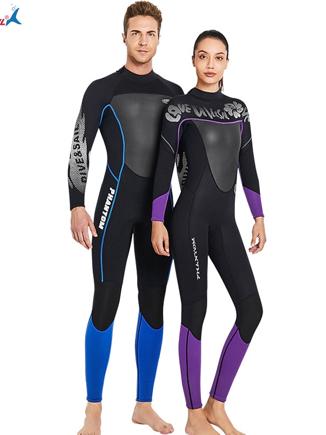  Dive&Sail Women's Full Wetsuit 3mm SCR Neoprene Diving Suit Thermal Warm UPF50+ Quick Dry High Elasticity Long Sleeve Full Body Back Zip - Swimming Diving Surfing Scuba Patchwork Summer Spring Winter