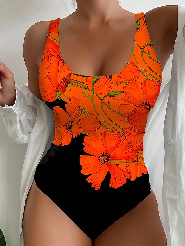  Women's Swimwear One Piece Swimsuit Printing Floral Stylish Bathing Suits