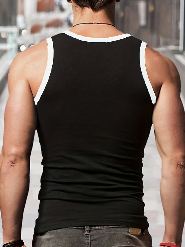  Herren Tank Top Ärmellos U-Ausschnitt Sommer Farbblock Mode Designer Muskel Outdoor Ausgehen Fitnessstudio Schwarz Rote Königliches Blau Top T-Shirt für Herren