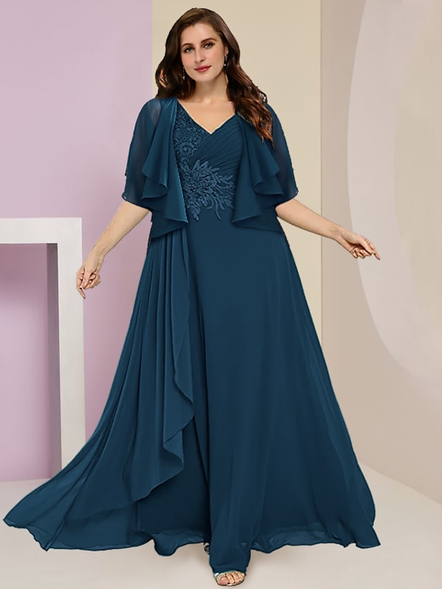 Deux Pièces Trapèze Robe de Mère de Mariée Formel robe demoiselle d honneur Elégant Grande