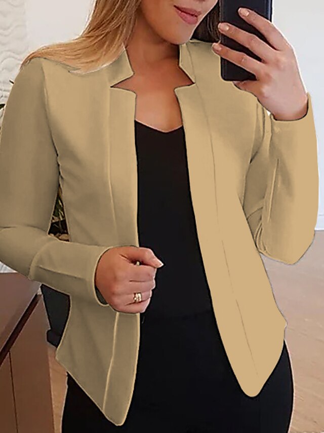 Women's Blazer Solid Color Classic Office / Business Long Sleeve Coat ...