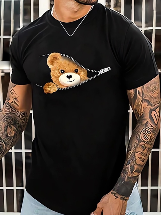 Teddy Bear Men's 100% Cotton Graphic T Shirt For Birthday | White ...