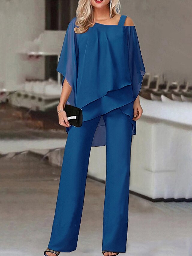 damen jumpsuit knopf einfarbig schulterfrei business party büro elegant