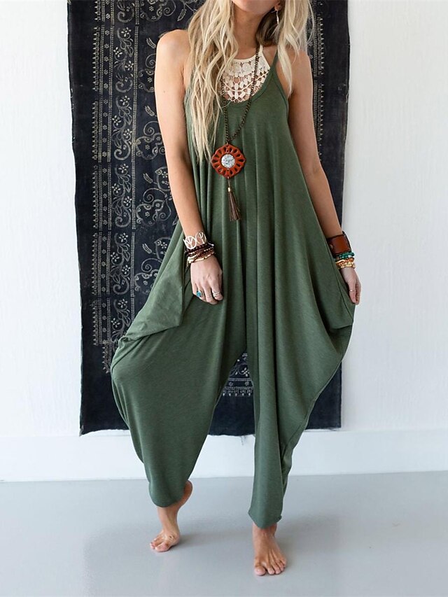 jumpsuits voor dames zomer zak effen kleur vhals streetwear dagelijks vakantie casual normale