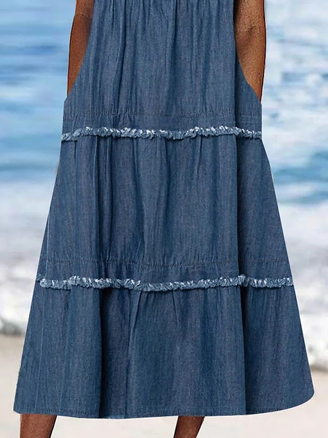 Women's Denim Dress Casual Dress Midi Dress Denim Basic Modern Outdoor