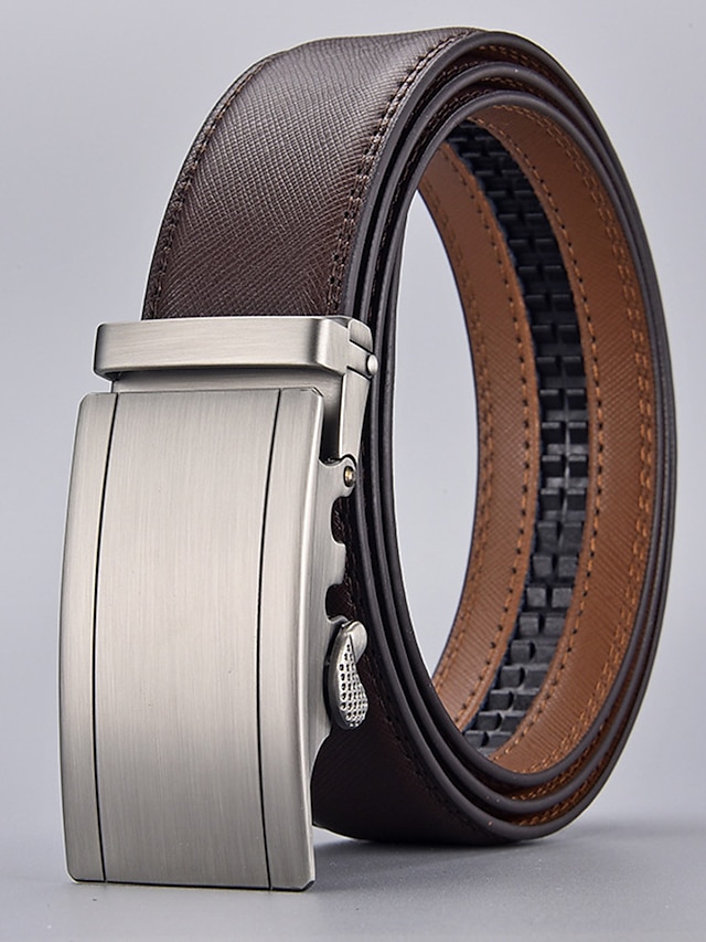  Homme Ceinture en cuir Ceinture à cliquet Ceinture décontractée Marron Café Cuir de Vachette mode Décontractées Gentleman Plein Usage quotidien Sortie Fin de semaine