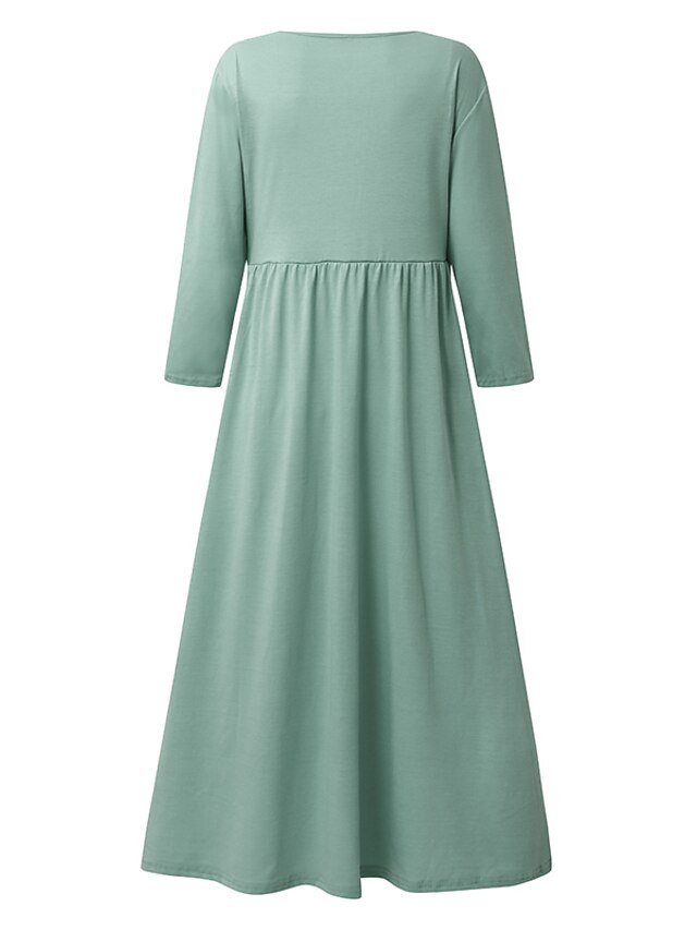 Women's A Line Dress Plain Pocket V Neck Midi Dress Elegant Daily 3/4 ...
