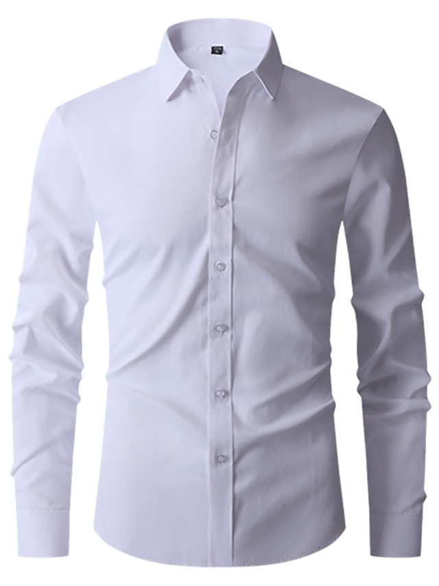  Men's Shirt Dress Shirt Button Up Shirt Light Pink Black White Long Sleeve Plain Turndown Spring &  Fall Office & Career Going out Clothing Apparel Basic