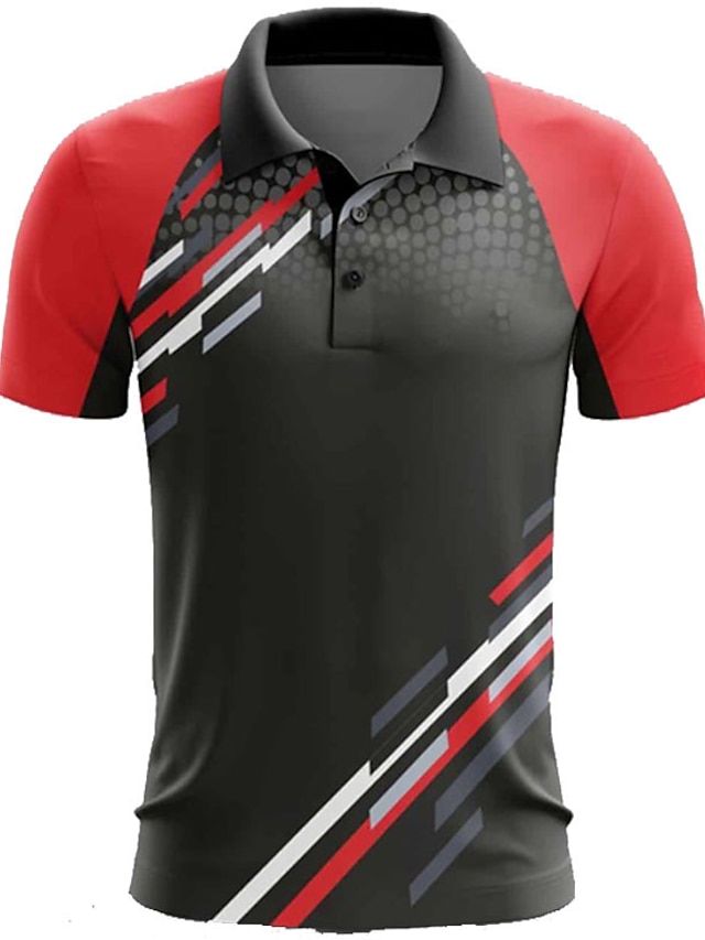 Men's Golf Polo Shirt Silver Red black Short Sleeve Sun Protection UV ...
