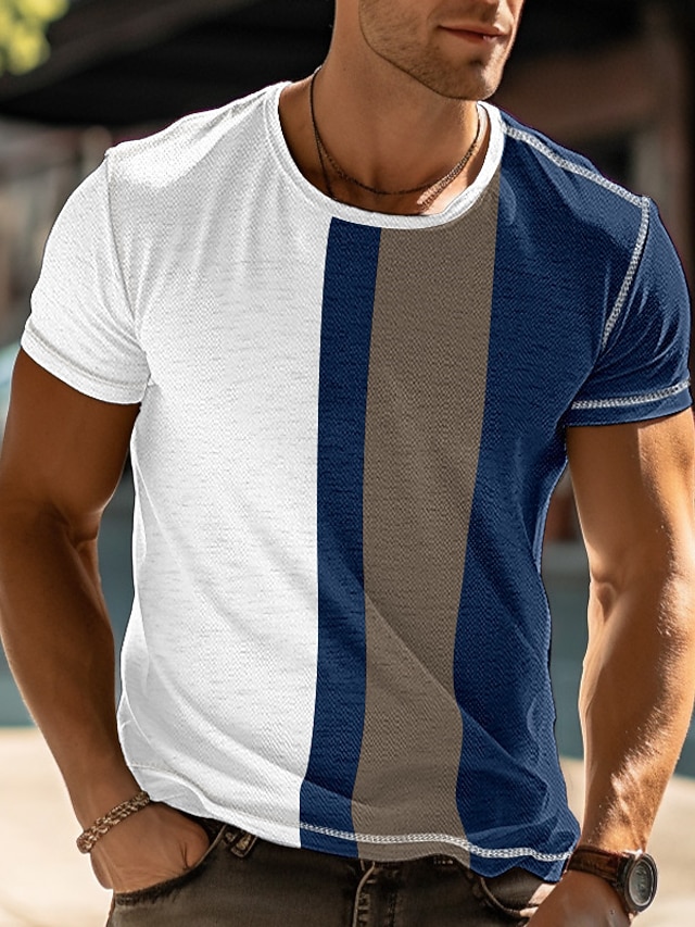  Bărbați Tricou Tee Top Mânecă scurtă Stil Nautic Vară Bloc Culoare Modă Designer De Bază Vacanță Stradă Ieșire Negru Bleumarin Roșu Top tricou pentru bărbați