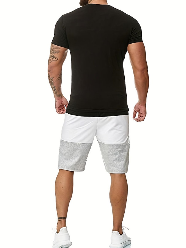 Men's Tshirt Suits Tracksuit Tennis Shirt Shorts and T Shirt Set Color