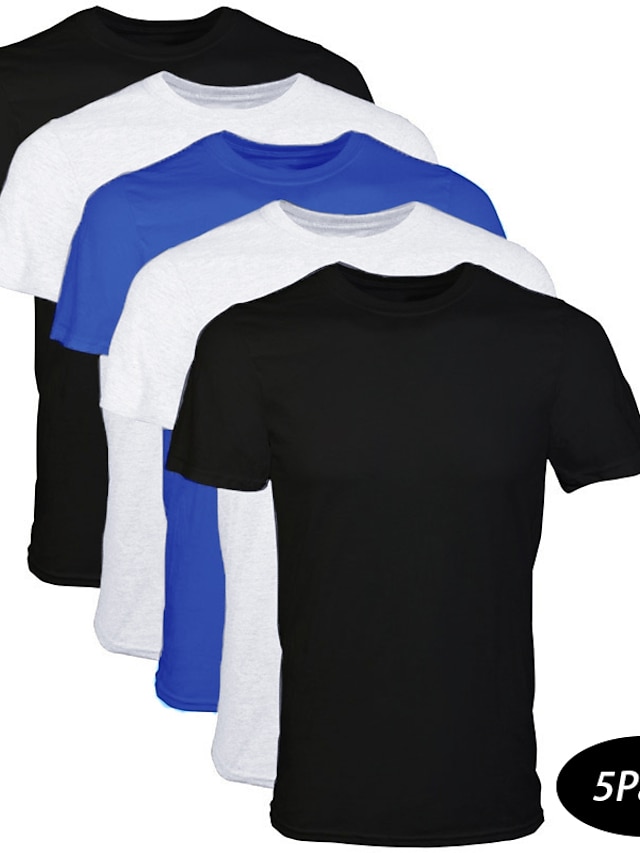  Męskie Podkoszulek Koszule odprowadzające wilgoć Koszulka Równina Półgolf Ulica Urlop Krótkie rękawy 5-częściowy Odzież 5szt Moda Designerskie Podstawowy