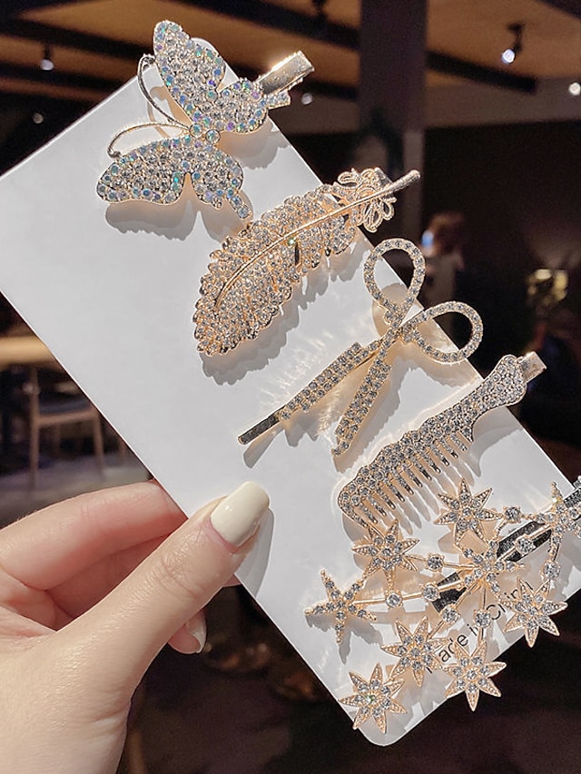  Women's Hair Clip Set For Party Evening Daily Rhinestone Alloy