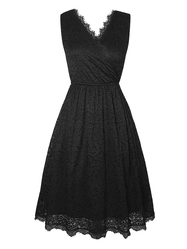 Women's Lace Dress Halloween Dress Retro Vintage Dress Midi Dress Party ...