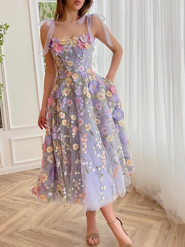 A-Line Cocktail Dresses Corsets Dress Wedding Guest Summer Tea Length