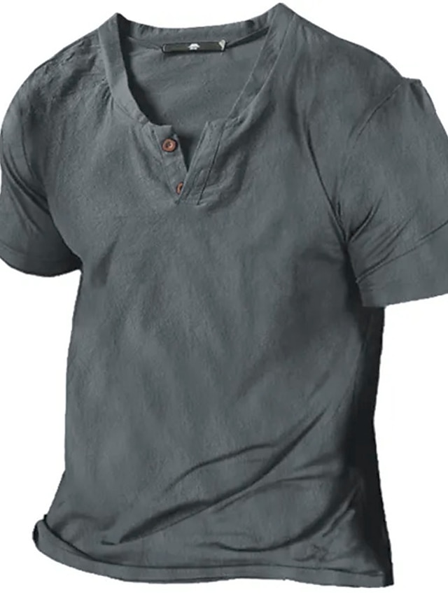  Męskie Koszula Henley Koszulka Równina Henley Ulica Urlop Krótki rękaw Przycisk w dół Odzież Designerskie Podstawowy Współczesny współczesny