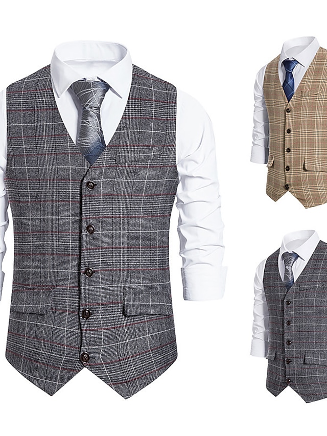 Men's Vest Waistcoat Wedding Business Daily Business 1920s Spring Fall ...