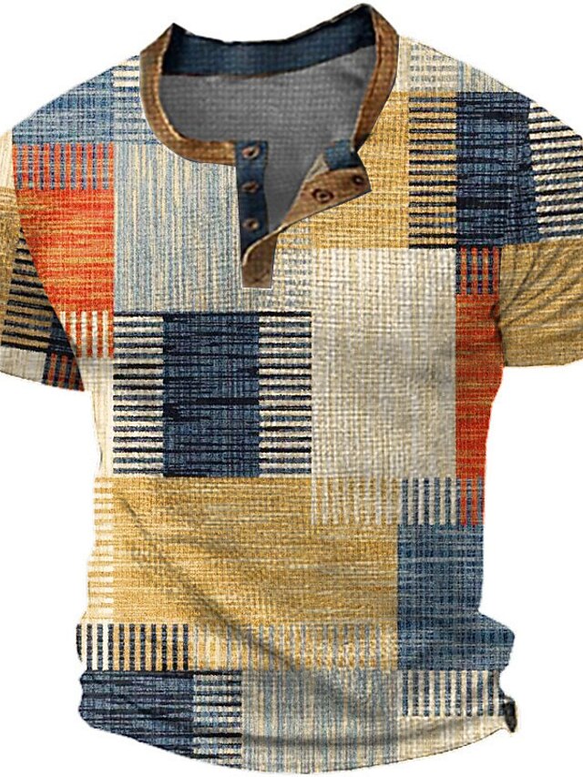 Herren Henley Hemd Mit Waffelmuster | Kurzarm & Gerippt | Vintage Style & Super Bequem