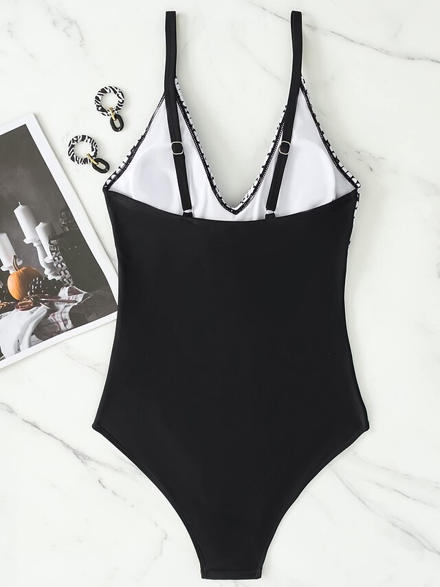 Women's Swimwear One Piece Swimsuit Ruched Criss Cross Polka Dot Strap