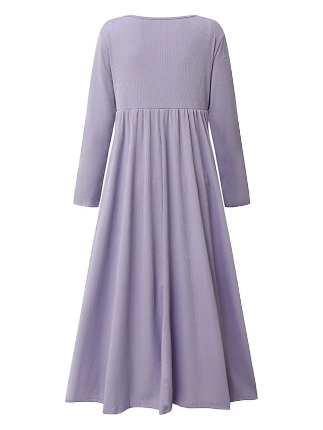 Women's Casual Dress Summer Dress Pleated Dress Plain Ruched Button V ...