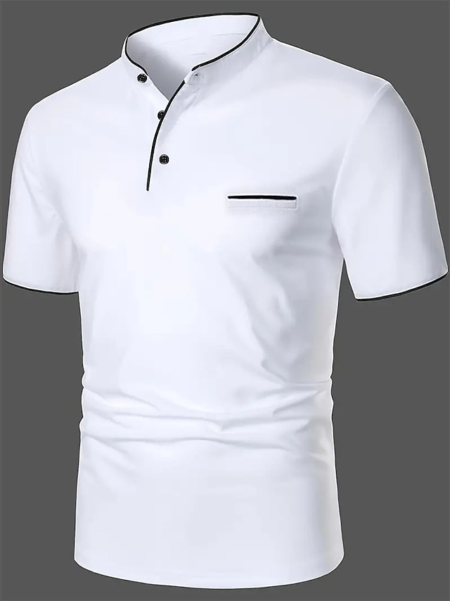 Homens Camiseta Polo Camisa de golfe Rua Casual Colarinho Chinês Manga Curta Moda Básico Tecido Clássico Verão Normal Azul marinho Preto Branco Vermelho Camiseta Polo
