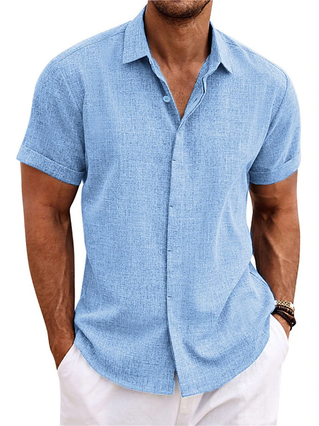 Men's Shirt Linen Shirt Casual Shirt Summer Shirt Beach Shirt Button ...