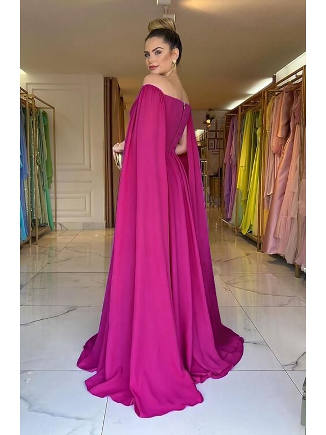 A-Line Evening Gown Elegant Dress Formal Sweep / Brush Train Sleeveless ...