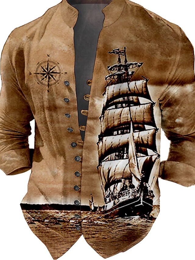 Chemise De Noël Homme Funky - Manches Longues, Imprimé 3D Noel - Taille Slim - Coton/Polyester - Sans Repassage