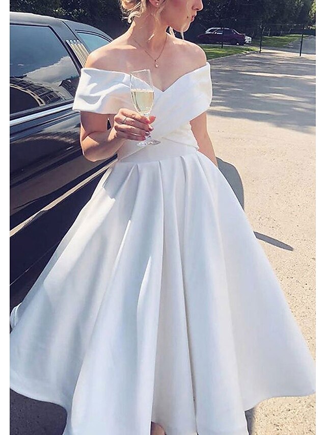 A Line Cocktail Dresses Off Shoulder Dress Little White