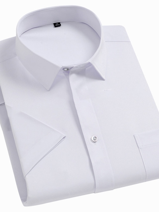  رجالي قميص رسمي زر حتى القميص أسود أبيض زهري كم طويل 平织 طوي ربيع & الصيف المكتب & الوظيفة مناسب للخارج ملابس أساسي