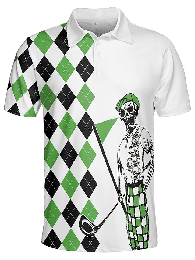  Men's Golf Polo Shirt Golf Clothes Green Short Sleeve Sun Protection Top Golf Attire Clothes Outfits Wear Apparel