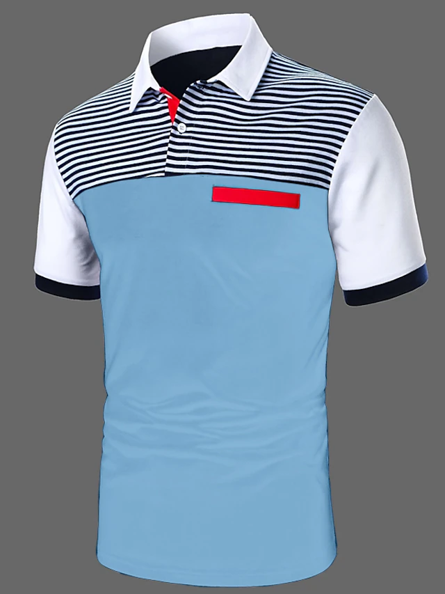 Men's Polo Shirt Button Up Polos Casual Holiday Lapel Short Sleeve ...