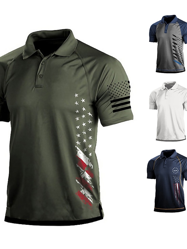  Men's Golf Polo Shirt Dark Grey Army Green Dark Navy Short Sleeve Sun Protection Moisture Wicking Top Summer Golf Attire Clothes Outfits Wear Apparel