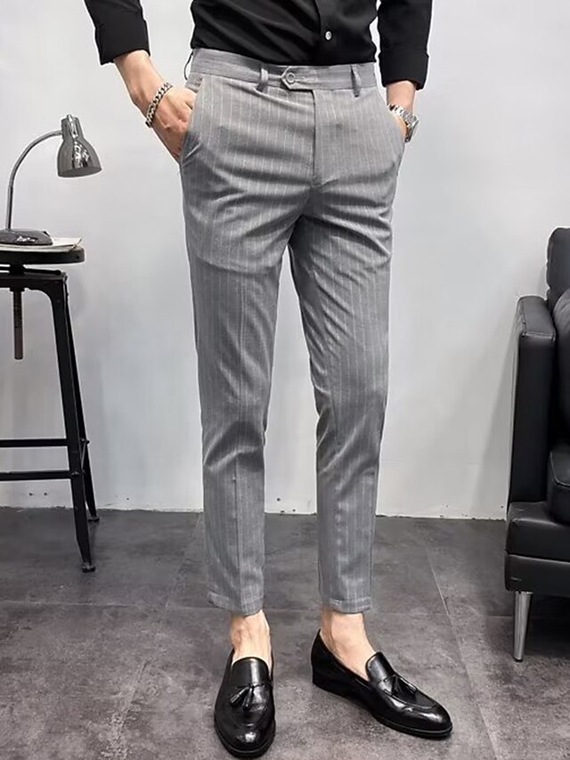 Men's Dress Pants Trousers Suit Pants Pocket Stripe Comfort Breathable