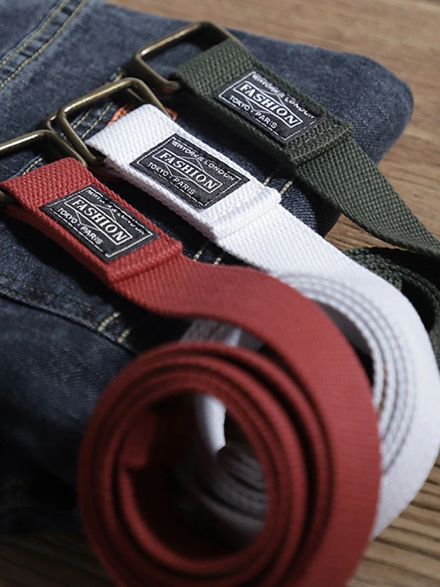 Canvas Belt Unisex Web Fabric Casual Belt with Double D-ring Black Green Canvas Alloy Fashion Plain Daily Wear Weekend 11