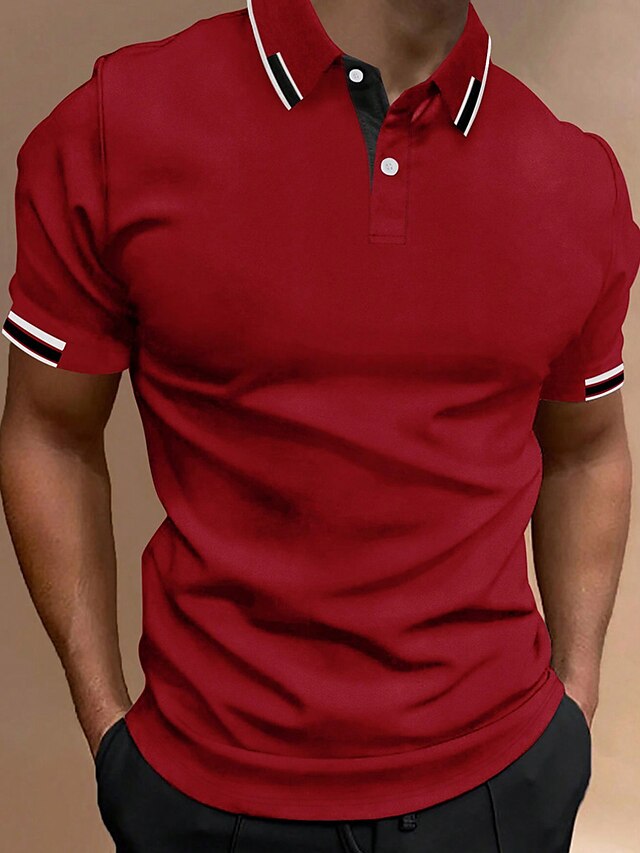 Men's Polo Shirt Golf Shirt Casual Sports Lapel Classic Short Sleeve ...