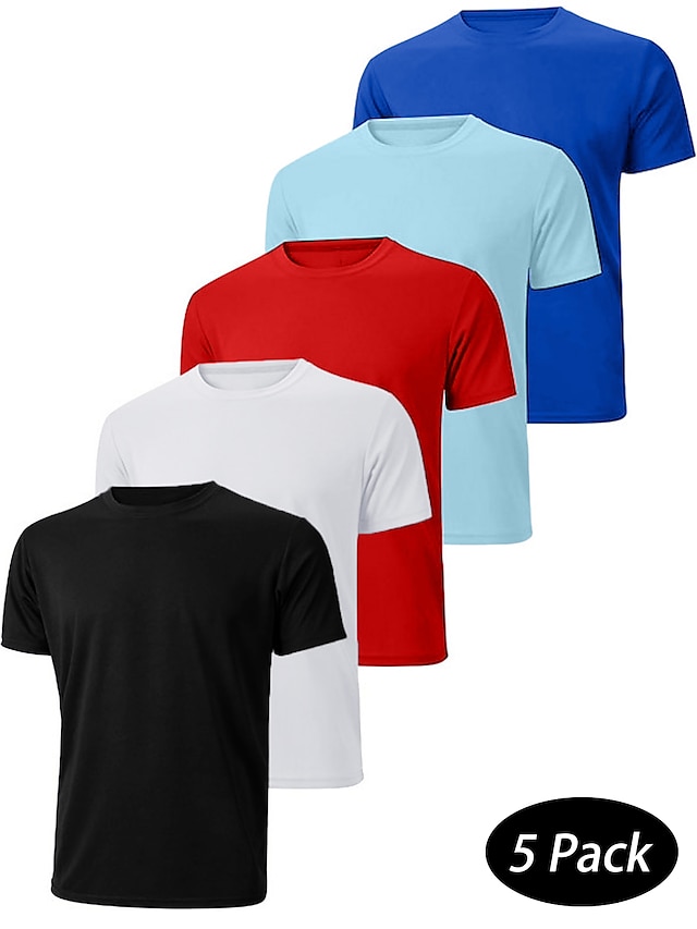  Ανδρικά Μπλουζάκι Μπλουζάκι μπλουζάκι Σκέτο Στρογγυλή Ψηλή Λαιμόκοψη Δρόμος Διακοπές Κοντομάνικο Ρούχα 5 τεμ Μοντέρνα Υψηλής Ποιότητας Βασικό