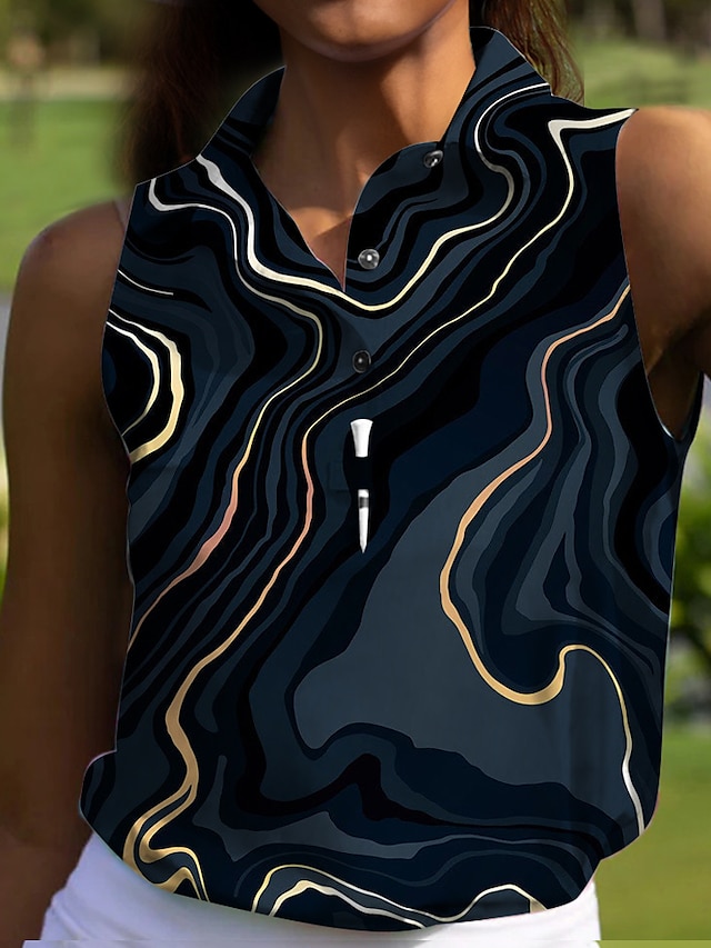  Damen Golf-Poloshirt Dunkelmarine Ärmellos Sonnenschutz Oberteil Damen-Golfkleidung, Kleidung, Outfits, Kleidung