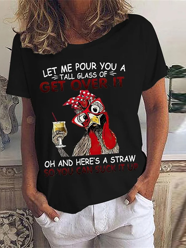  t-shirt femme basique imprimé lettre manches courtes hauts réguliers col rond quotidien week-end noir blanc rose gris été