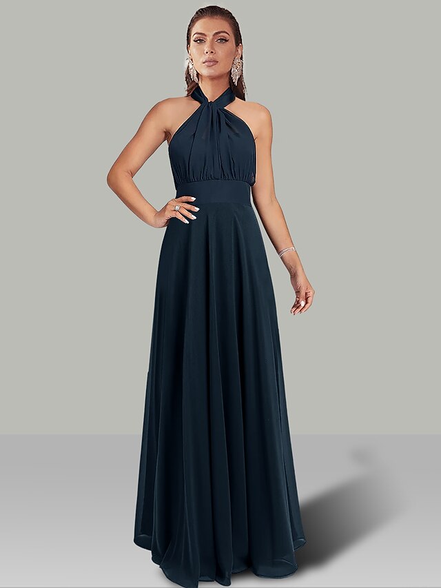 Convertible A-line Stretchy Jersey Maxi Long Formal Wedding Guest Dresses