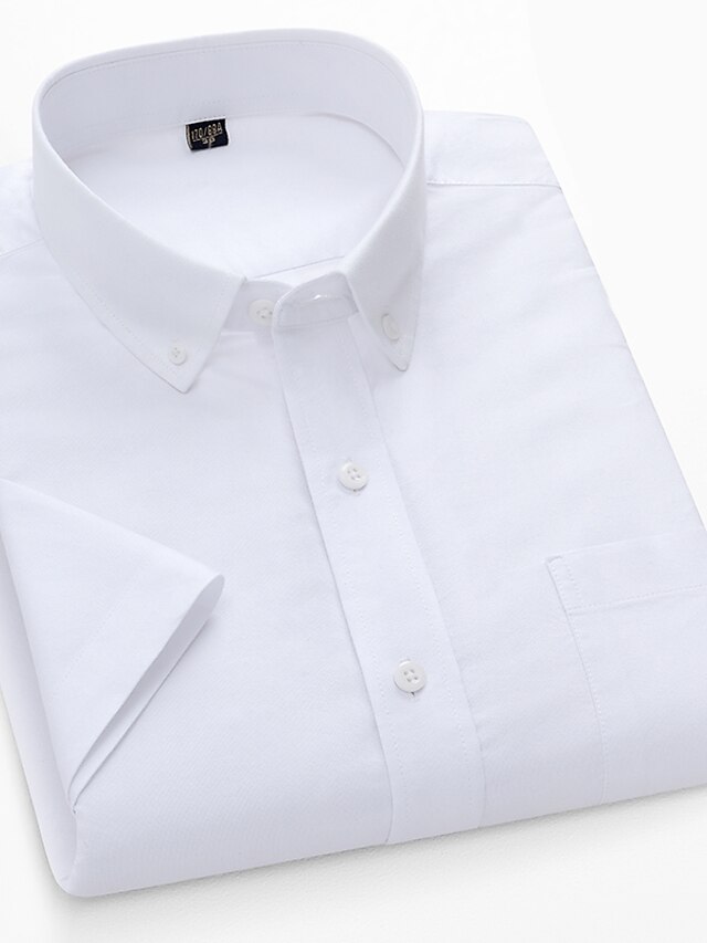  Men's Dress Shirt Oxford Shirt White Pink Blue Short Sleeve Plain Turndown Spring &  Fall Office & Career Going out Clothing Apparel Basic