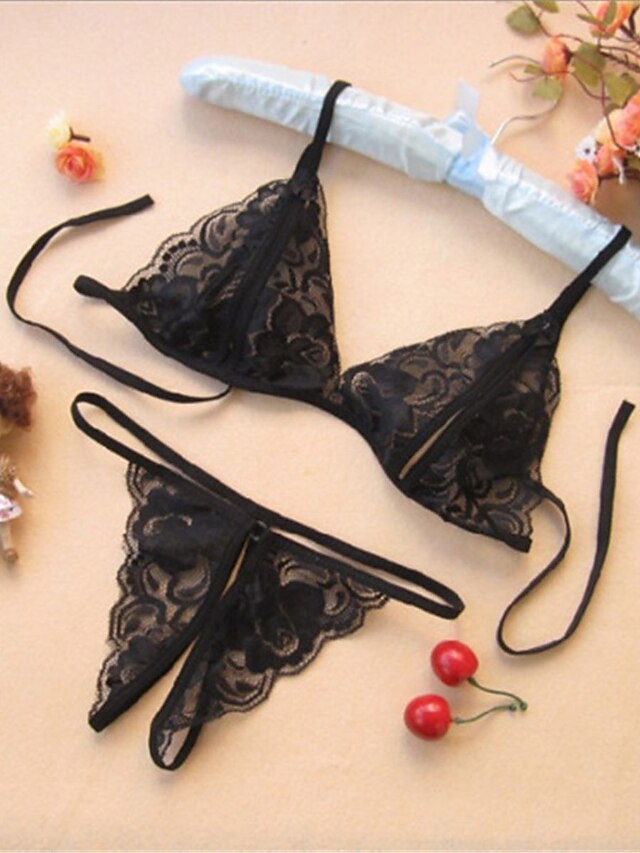 Women's Sexy Lingerie Lingerie Set Pure Color Lovers Hot Home Valentine's Day Bed Lace Breathable Straps Sleeveless Backless Summer Spring Home Outfits 5