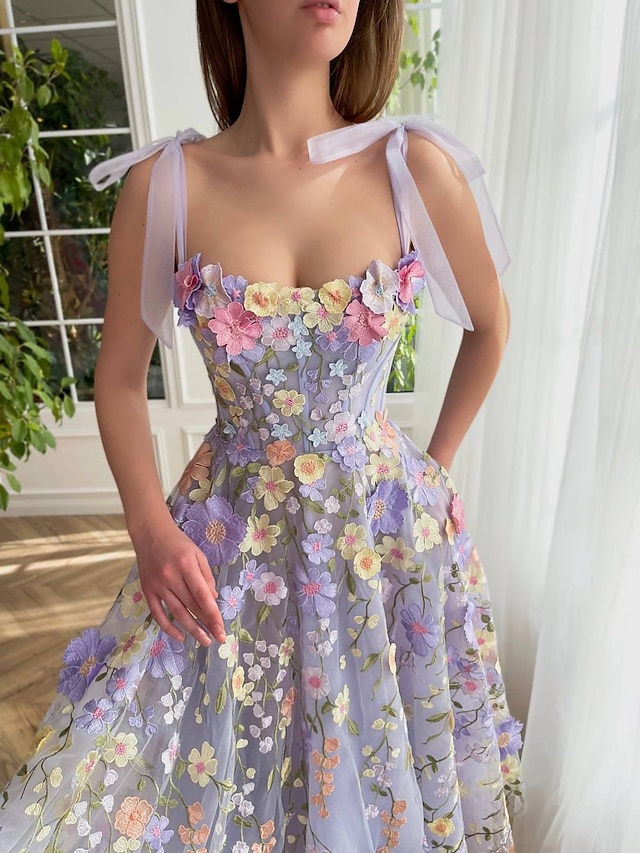 A-Line Cocktail Dresses Corsets Dress Wedding Guest Summer Tea Length ...