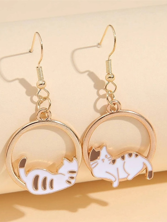  1 Paar Tropfen-Ohrringe For Damen Strasse Geschenk Verabredung Aleación Klassisch Katze MOON