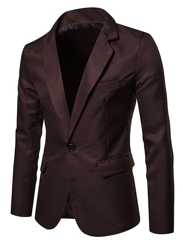 Men's Jacket Blazer Wedding Business Breathable Pocket Fall Solid Color ...