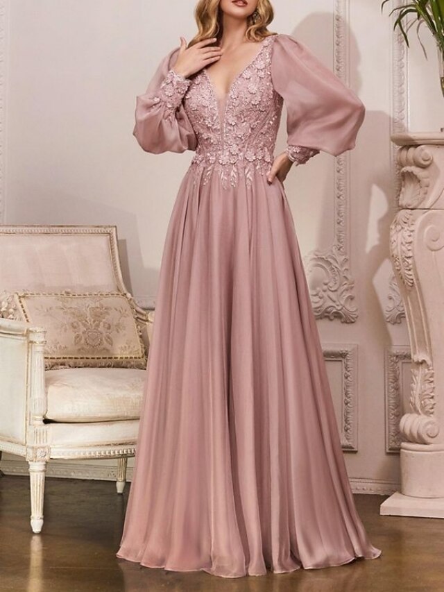 Chiffon Long Dresses For Women 2026.Sheath / Column Wedding Guest Dresses Elegant Dress Wedding Guest Floor ...