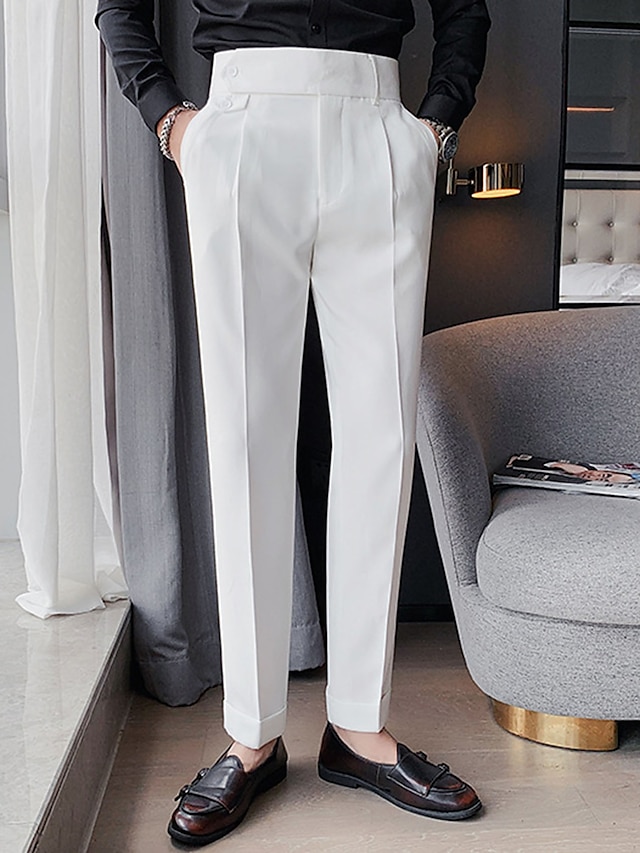 Men's Dress Pants Trousers Slacks Pleated Pants Suit Pants High Rise ...